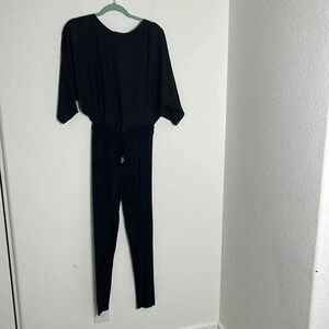 Zara | Black Jumpsuit with Drawstrings and Open Back | Size Small